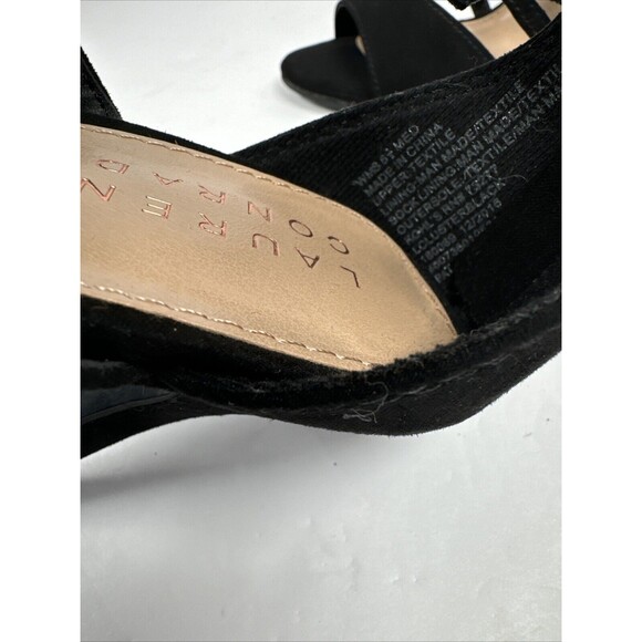 Lauren Conrad Black‎ Stappy open-toed shoes size 6.5 Stiletto Heels Back Zip - Picture 3 of 11